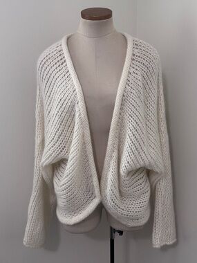 Forte Forte II Cream Mohair Blend Plunging Oversized Cardigan Sweater Medium